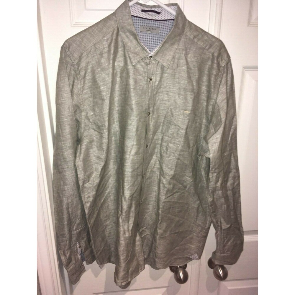 Ted Baker Men's Size 6 L Gray Multi Longsleeve Button Down Dress Shirt
